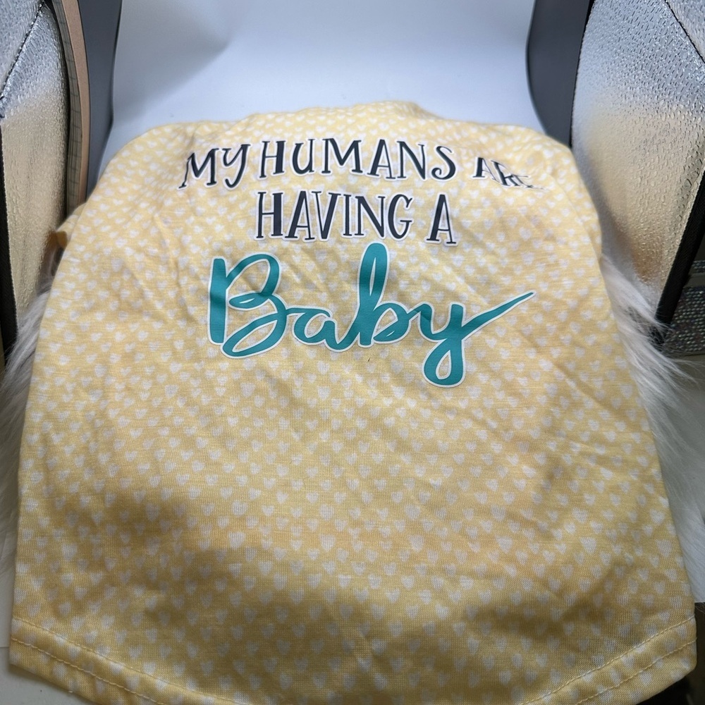 💜3/$15 Yellow Baby Announcement dog shirt
